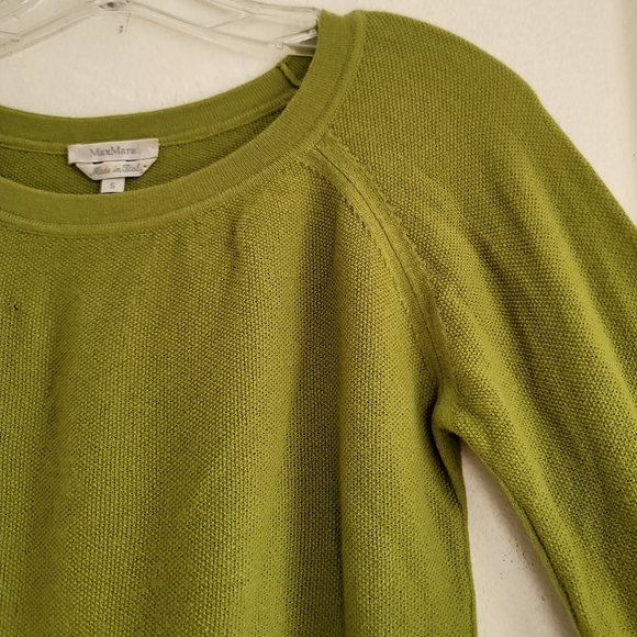 Max Mara Chartreuse Green Lightweight Wool Sweater Top Long Sleeve Size Small - Picture 5 of 14